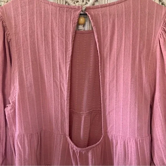 AMERICAN EAGLE Long Sleeve Babydoll Top Rose Mauve Pink Size Large - Picture 10 of 13